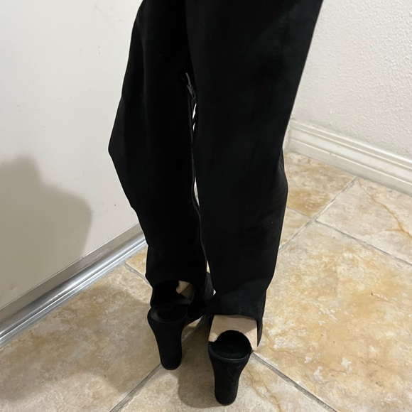 Over The Knee Thigh High Suede Boots On Chunky Block Heel - Picture 4 of 7